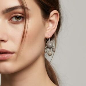 Vintage Small Gray Beaded Earrings  see measurements